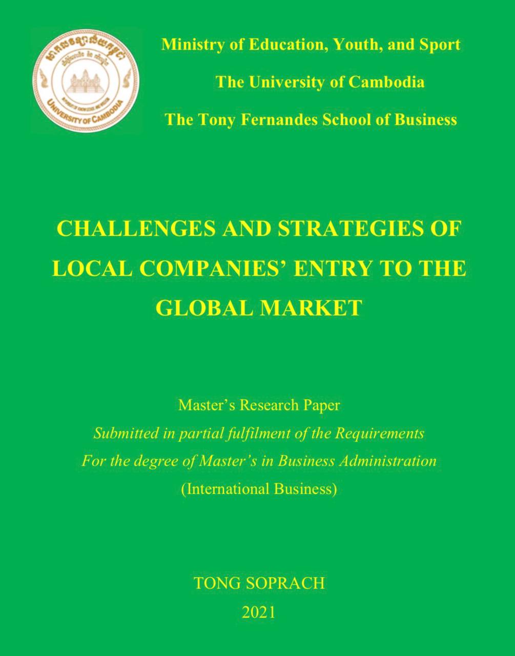 Challenges and Strategies of Local Companies’ Entry to the Global Market